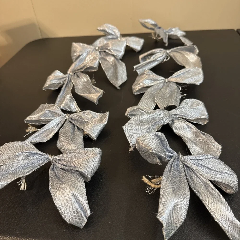 Lot Of 10 Vintage Blue/Silver Bows Xmas Tree Decor 2000's